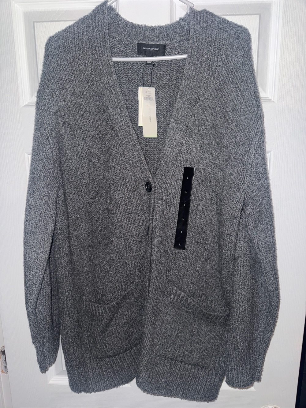 Banana Republic Gray Open-Front Cozy Knit Cardigan